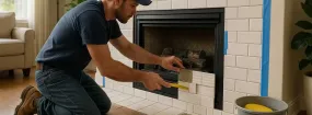 Repairing Cracked Fireplace Tiles Alta Hill, Grand Prairie